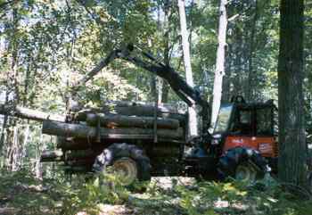 valmet_544X forwarder
Valmet 544X Forwarder carries a 12' and 17' log on its 10 foot bed.
