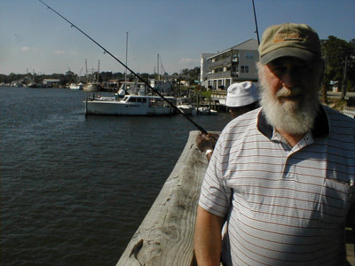 Dan on the pier at Carrabelle with a fellow we met whose son is in Iraq.  We are sending his son pictures of his dqd fishing. 
