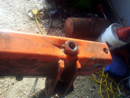 Bed rail adjustmet bolt damage - Dec 2012
This was the major damage â€“ nut weld cracked and nut pushed in. 
