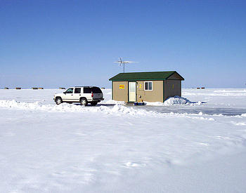 Ice fishing shack 7 miles out on Mille Lacs lake in Minnesota
February 2004 ice fishing trip on Mille Lacs lake in Minnesota
