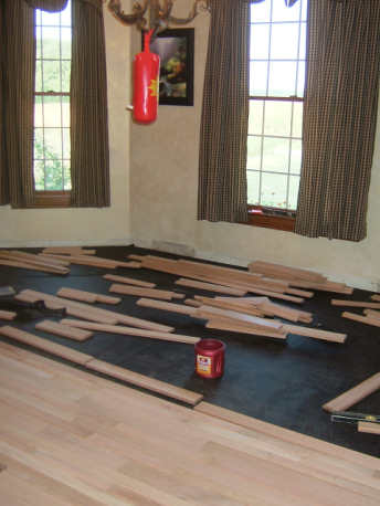 Installing dining room floor
