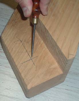 Offset location for draw-boring a brace peg hole
