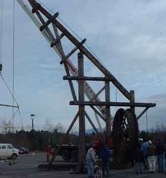 Wood crane created by some of the Timber Framers Guild members
This crane is on display in Boston, MA.
This shot was taken when it was on display in Burlington, VT in 2002.
