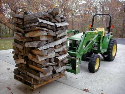 TractorInvestment
Bringing in a pallet of dry wood split and stacked 2 years before.
Keywords: Deere