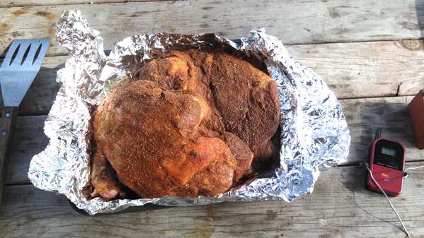 Hog shoulder and ham.
Ready for the smoker.
