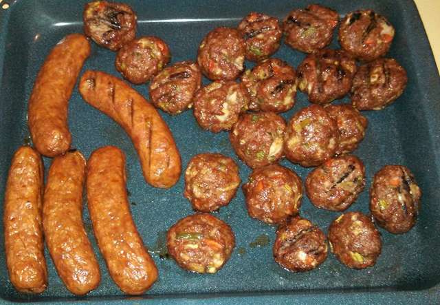 smoked meatballs and Italian sausages.
