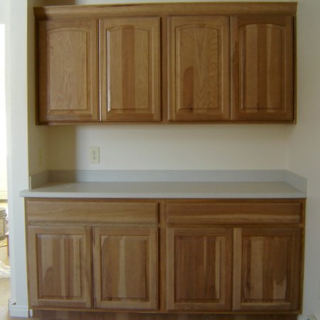Dining room hickory cabinets
