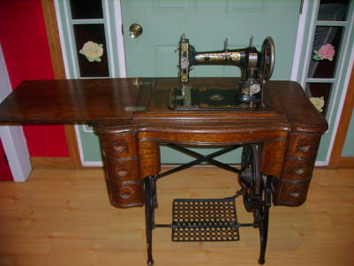 white treadle sewing machine
made between 1877 to 1890 
