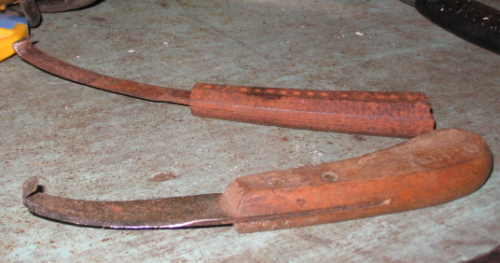 Hoof knives
 A couple of farrier knives , 

