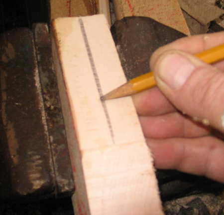 making an axe handle
marking center line
