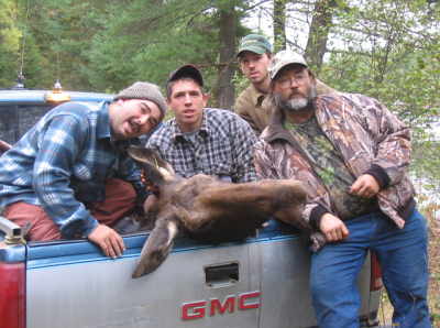 moose fall of 2005
 I am on the right ( ya the big guy ) Surounded by three of my nepews . 
