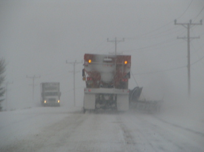 Winter , ya got to love it
  Following a plow truck home . Jan , 2007
