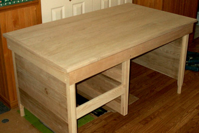 butternut desk with sanded top, unfinished
