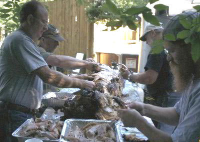 carving the pig
