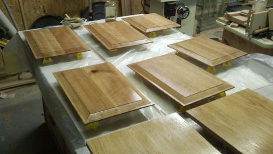 prefinishing panels with 1/3 Boiled Linseed oil, 1/3 Mineral Spirits, 1/3 Spar Varnish
