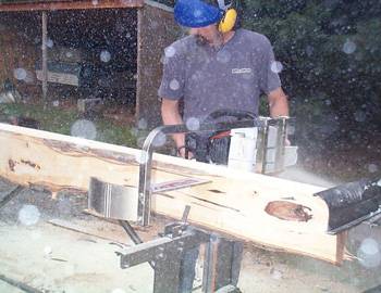 Making Sawdust
From early in the learning process; here I am milling hickory with an edge clamp on backwards.
