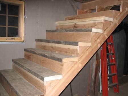 Stairs Adding the risers
Risers are alternating Hickory and Black Cherry
