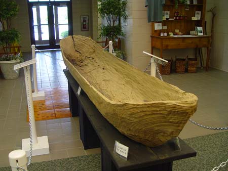Cypress Canoe
It was 12 foot 11 inches long. Carved in the late 1700s to early 1800s.
