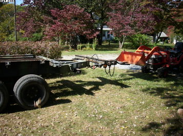 Moving the trailer with the Kubota bucket hitch
