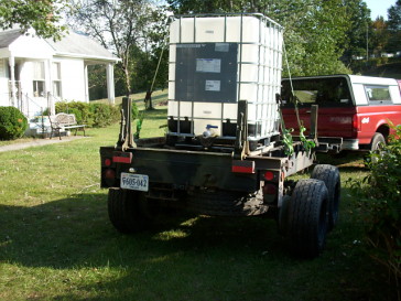 M796 trailer with 275 gallon tote on it
