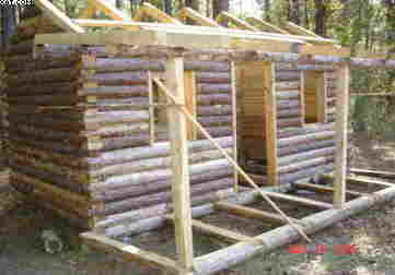 Log bunkhouse
Log cabin built from pine logs
