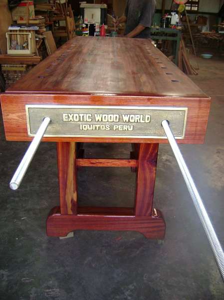 12 sBloodwood bench and vise missing handles
