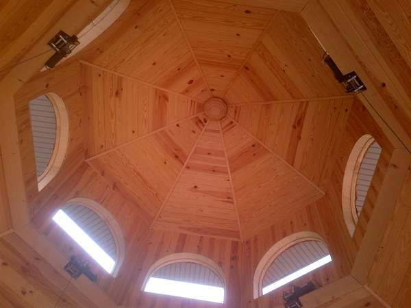 Some of my handywork
Gazebo ceiling with hot tub cover in raised position

