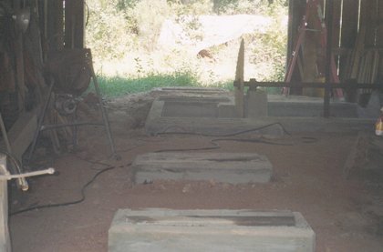 Looking East after the footings where poured. Mandrel is set with a old blade to show orentation of footings.
