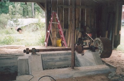 This a early shot of the mandrel set on the foundation bolts.
