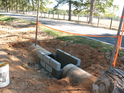 driveway expansion
4"x16" block layed for basin
