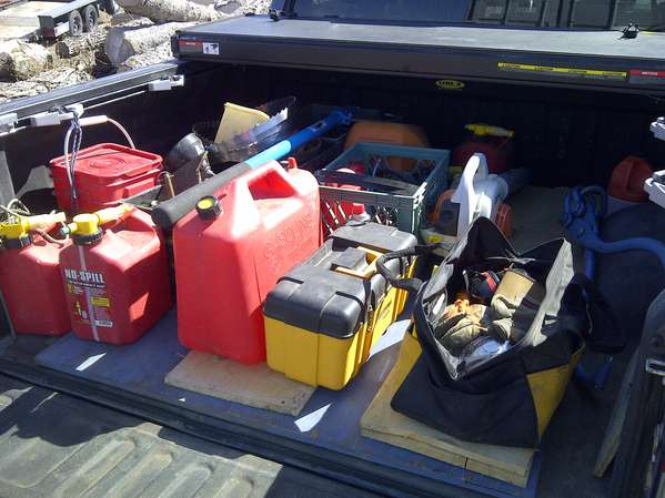 Milling tools in the truck bed
