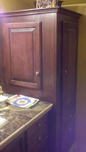 Alder cabinets stained to look like cherry
