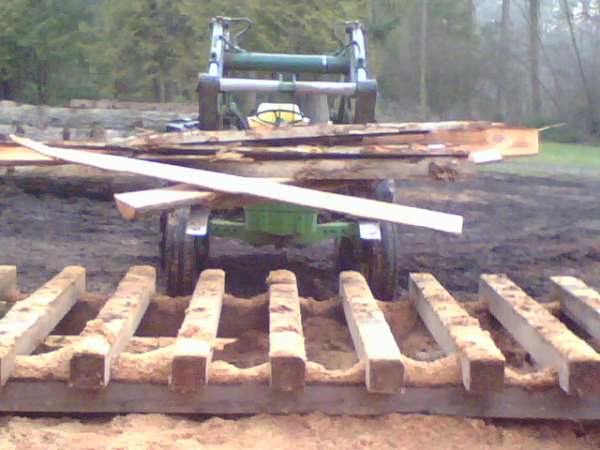 Fire wood cutting deck
6 x 6  on 18" on center makes fire wood cutting of tailings alot easier.
