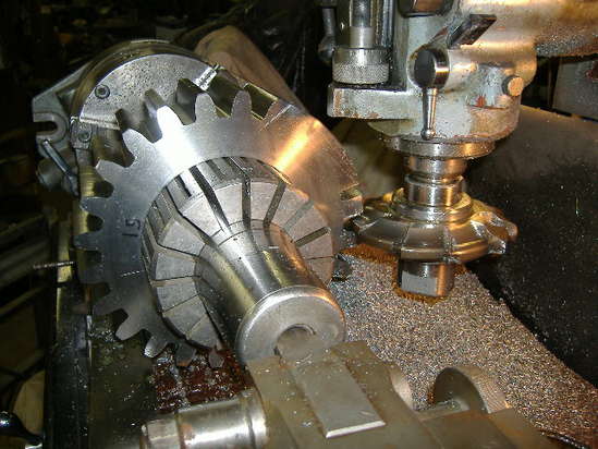 Cutting the teeth on the new gears.

