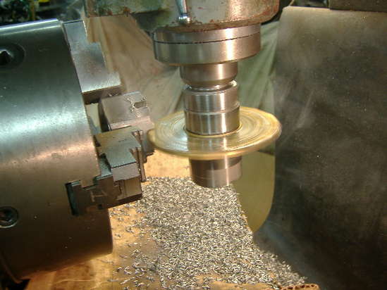Cutting the cotter pin slots in the nuts.
