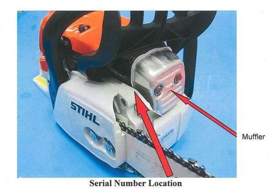 Location of serial number on stihl chainsaws