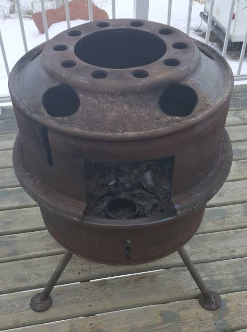 Christophers fire pit
2 old split rim wheels from one of our old ones.
