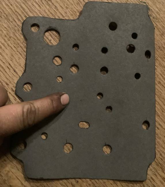 Trans control valve body gasket I made 
I had to make a new one because the old came of in pieces.
